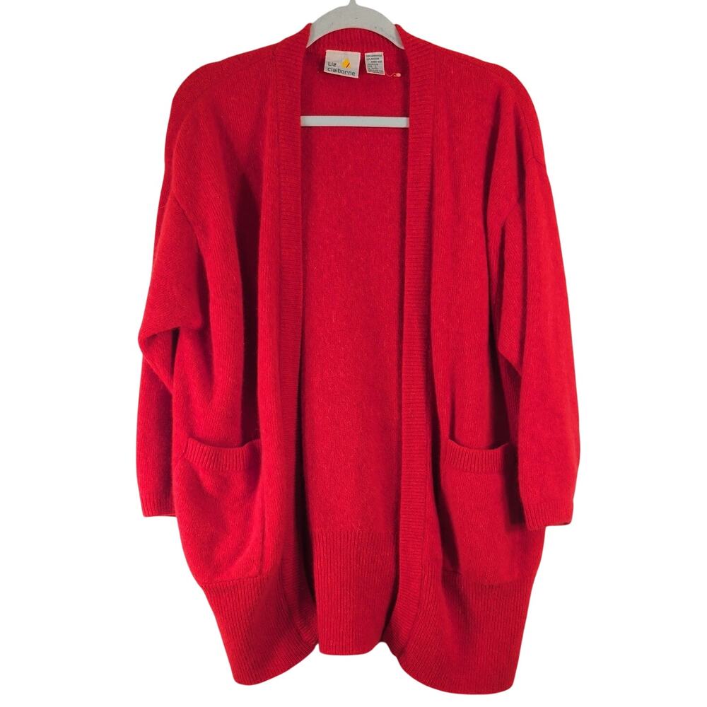 Vintage Liz Claiborne Lambswool Blend Open Front Cardigan, Size L